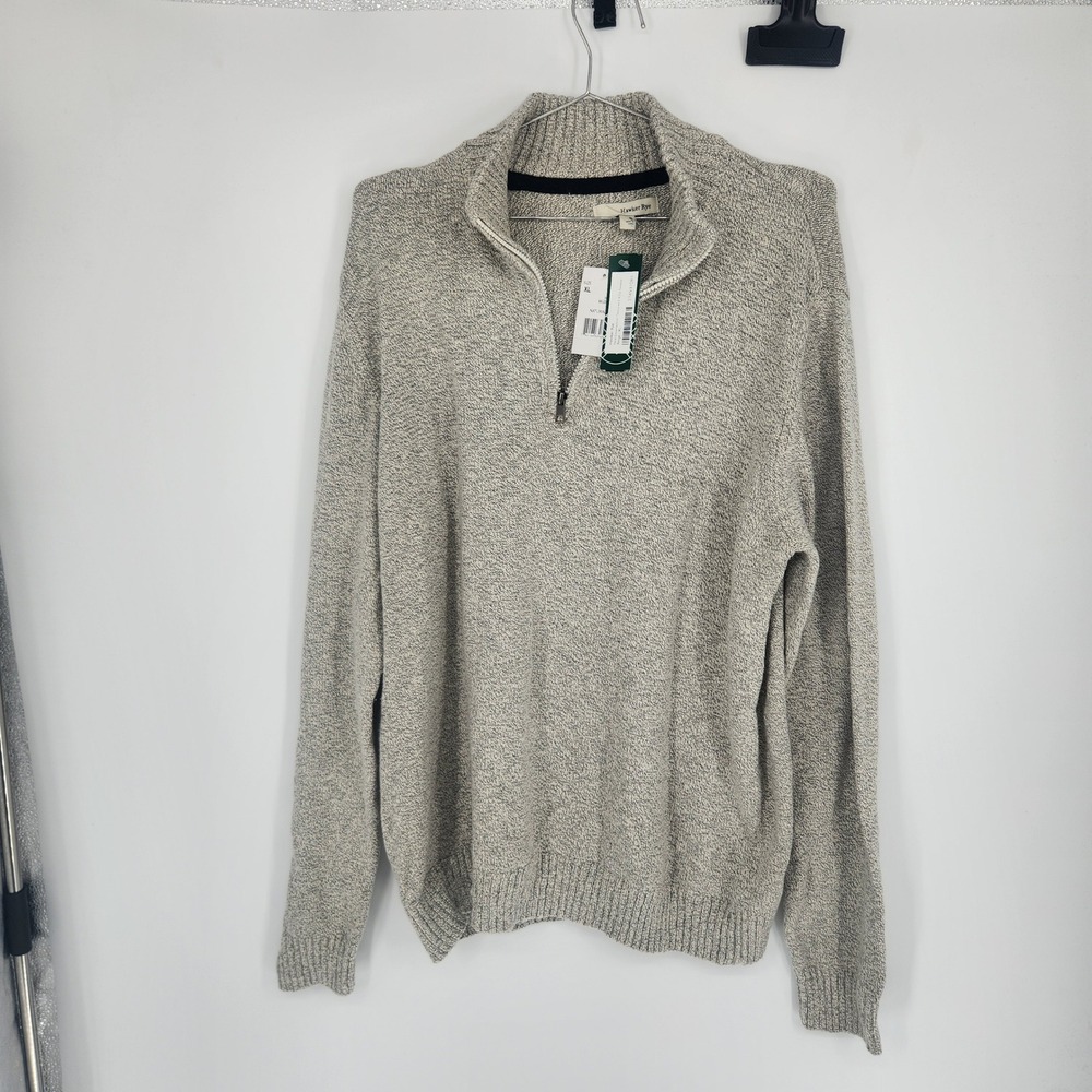 Hawker Rye Mens Pete Snowheather Textured 1/4 Zip Sweater Beige XL NWT